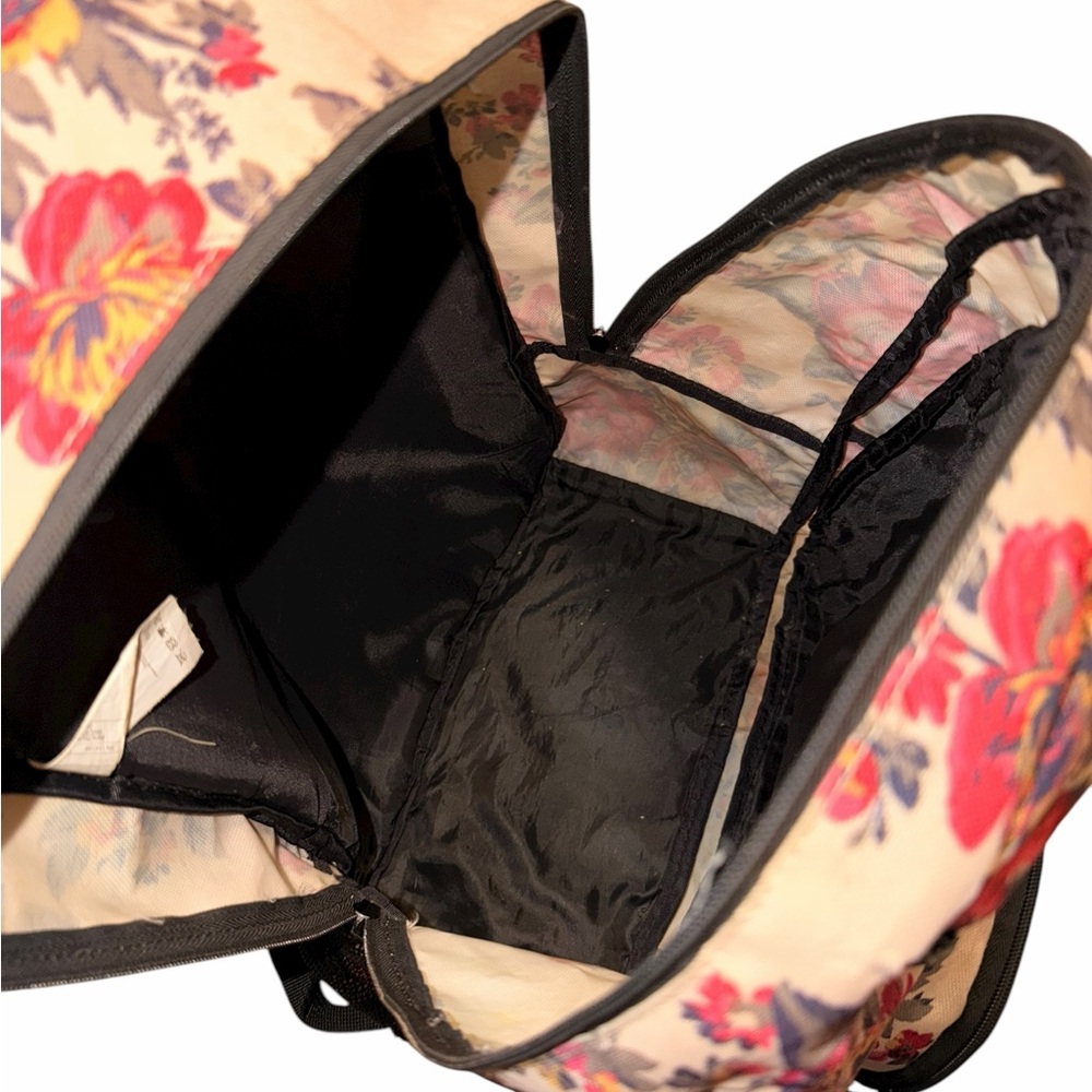 Vintage Floral Pattern Roxy Large Canvas Backpack (W/ rip in left mesh netting) - Picture 8 of 9